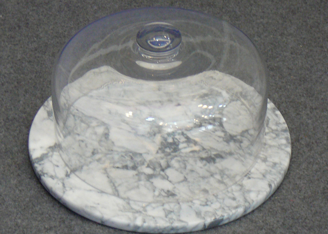 ドーム、透明なガラス マーブル ケーキの版が付いている円形のマーブル ケーキの立場